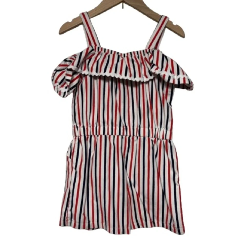 Janie and Jack Striped Cold-Shoulder Romper Size 6